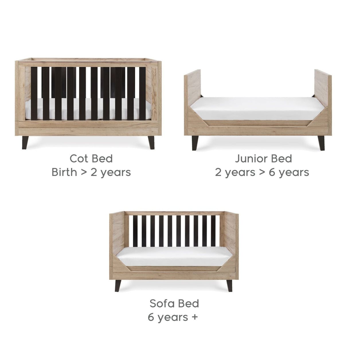 Tutti Bambini Como 3 Piece Room Set - Distressed Oak & Slate Grey