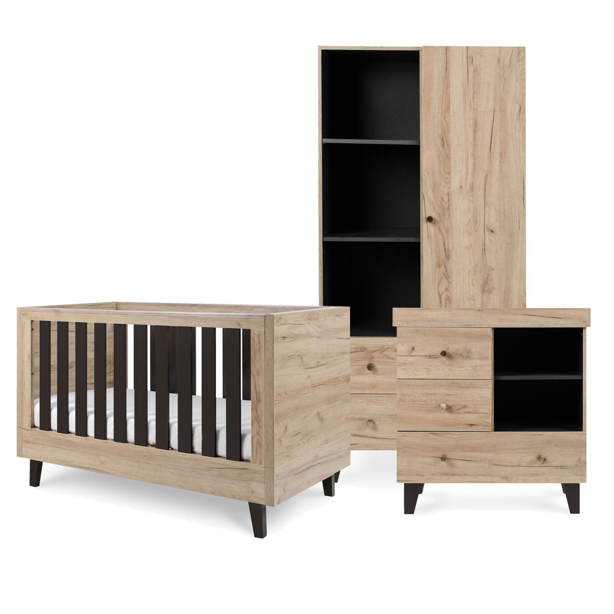 Tutti Bambini Como 3 Piece Room Set - Distressed Oak & Slate Grey