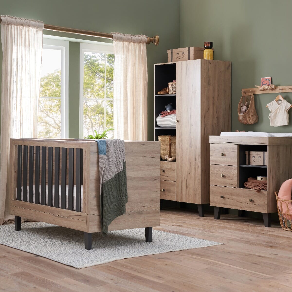 Tutti Bambini Como 3 Piece Room Set - Distressed Oak & Slate Grey