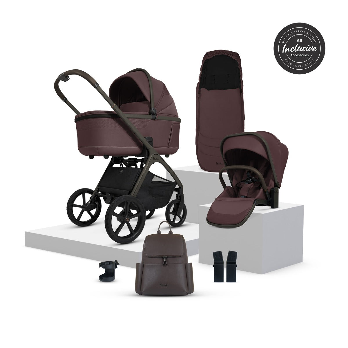 Silver Cross Cove Complete Stroller & Accessory Bundle - Damson 5