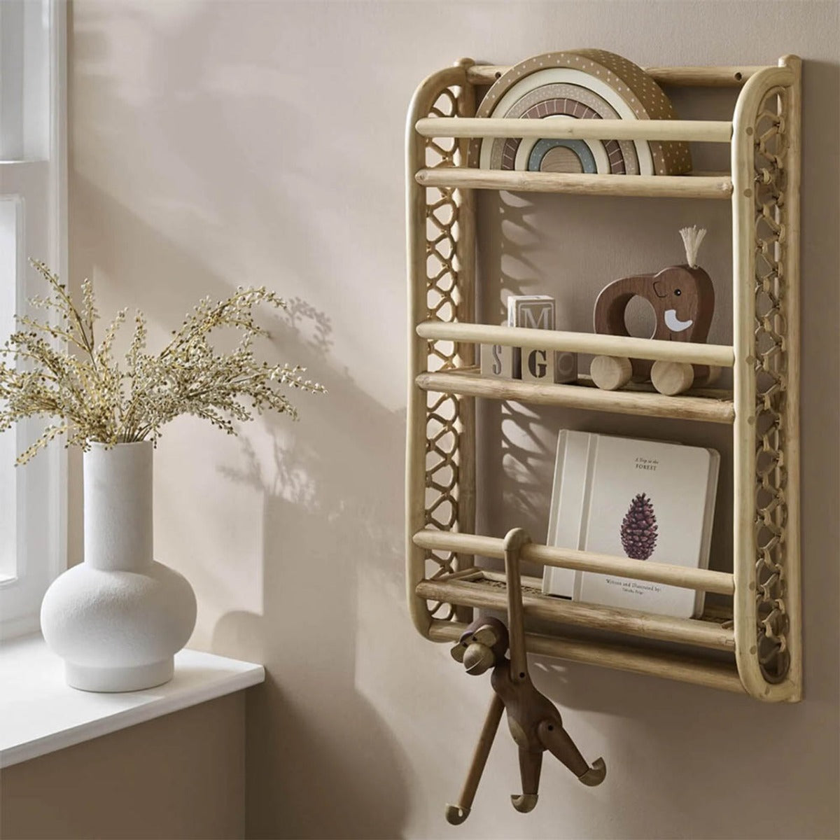 CuddleCo Aria Wave Bookshelf - Rattan 1