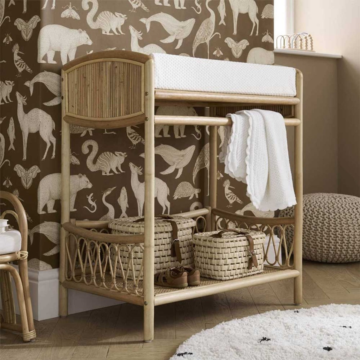 CuddleCo Aria Wave Changer with Hanging Rail - Rattan 1