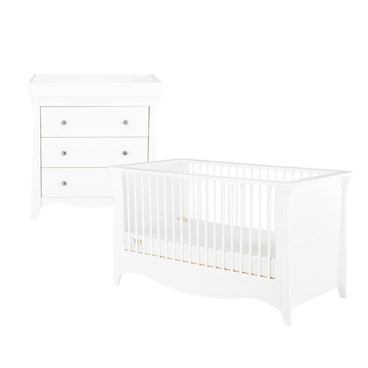 CuddleCo Clara 2 Piece Nursery Furniture Set (Cot Bed & Dresser) - White 5