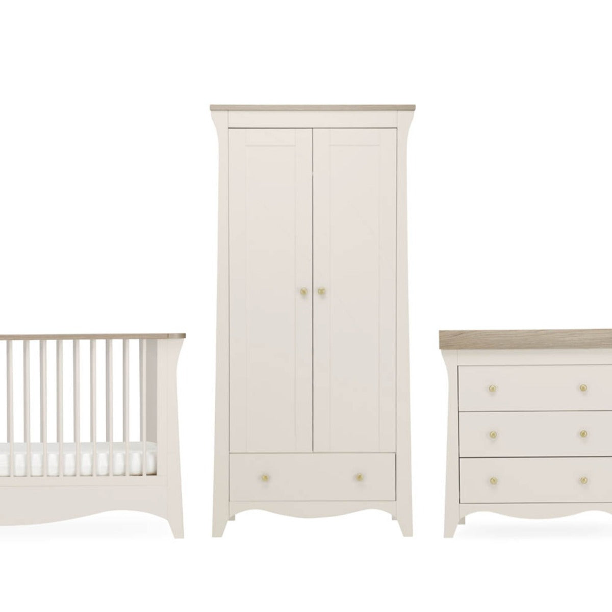 CuddleCo Clara 3 Piece Nursery Furniture Set (Cot Bed, Dresser & Wardrobe) - Cashmere and Ash 12