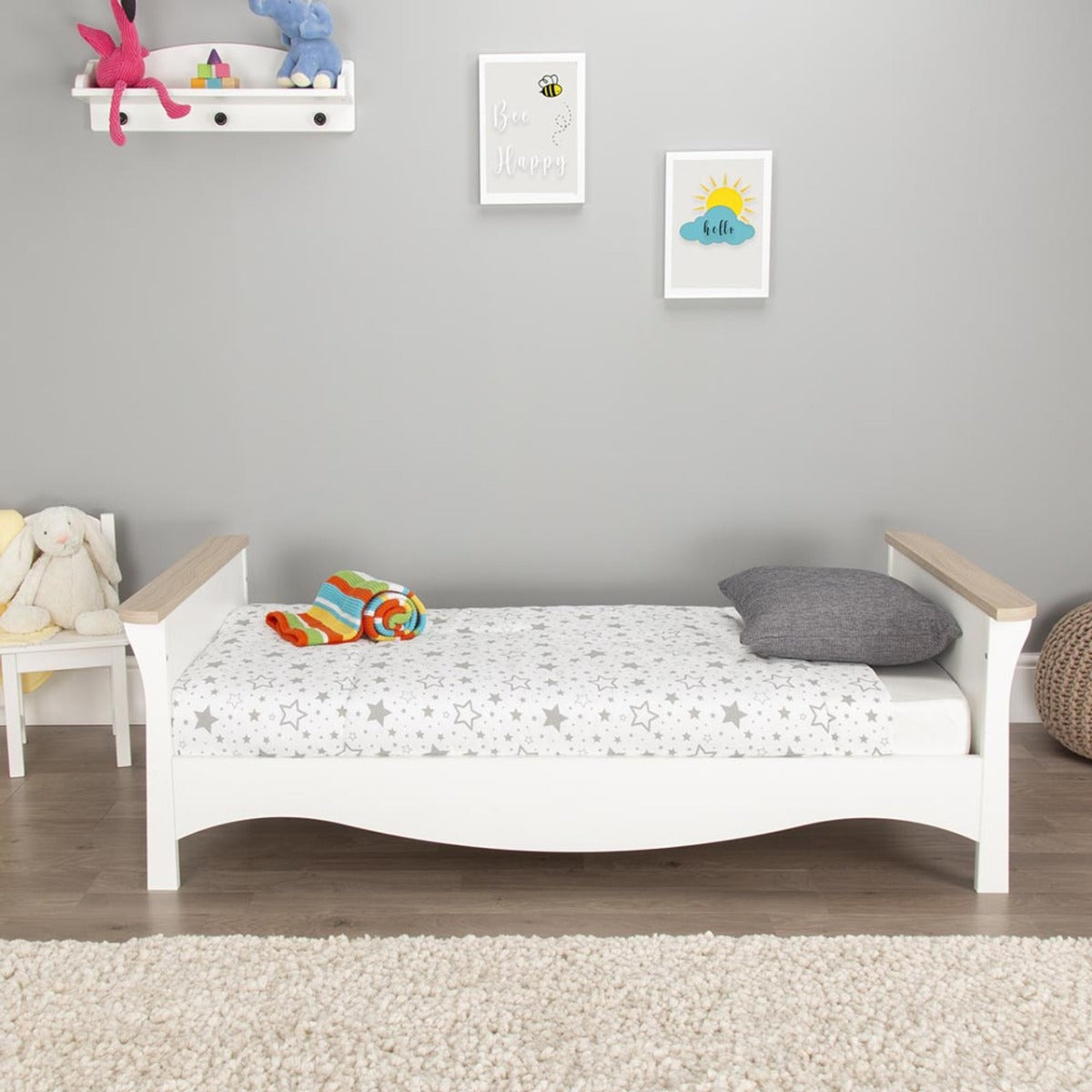 CuddleCo Clara Cot Bed – White and Ash 3