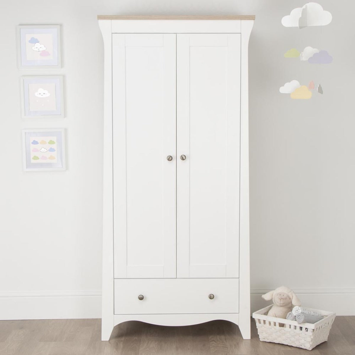 CuddleCo Clara 2 Door Double Wardrobe - White and Ash 3