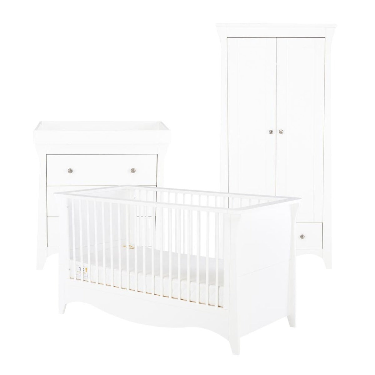 CuddleCo Clara 3 Piece Nursery Furniture Set (Cot Bed, Dresser & Wardrobe) - White 5