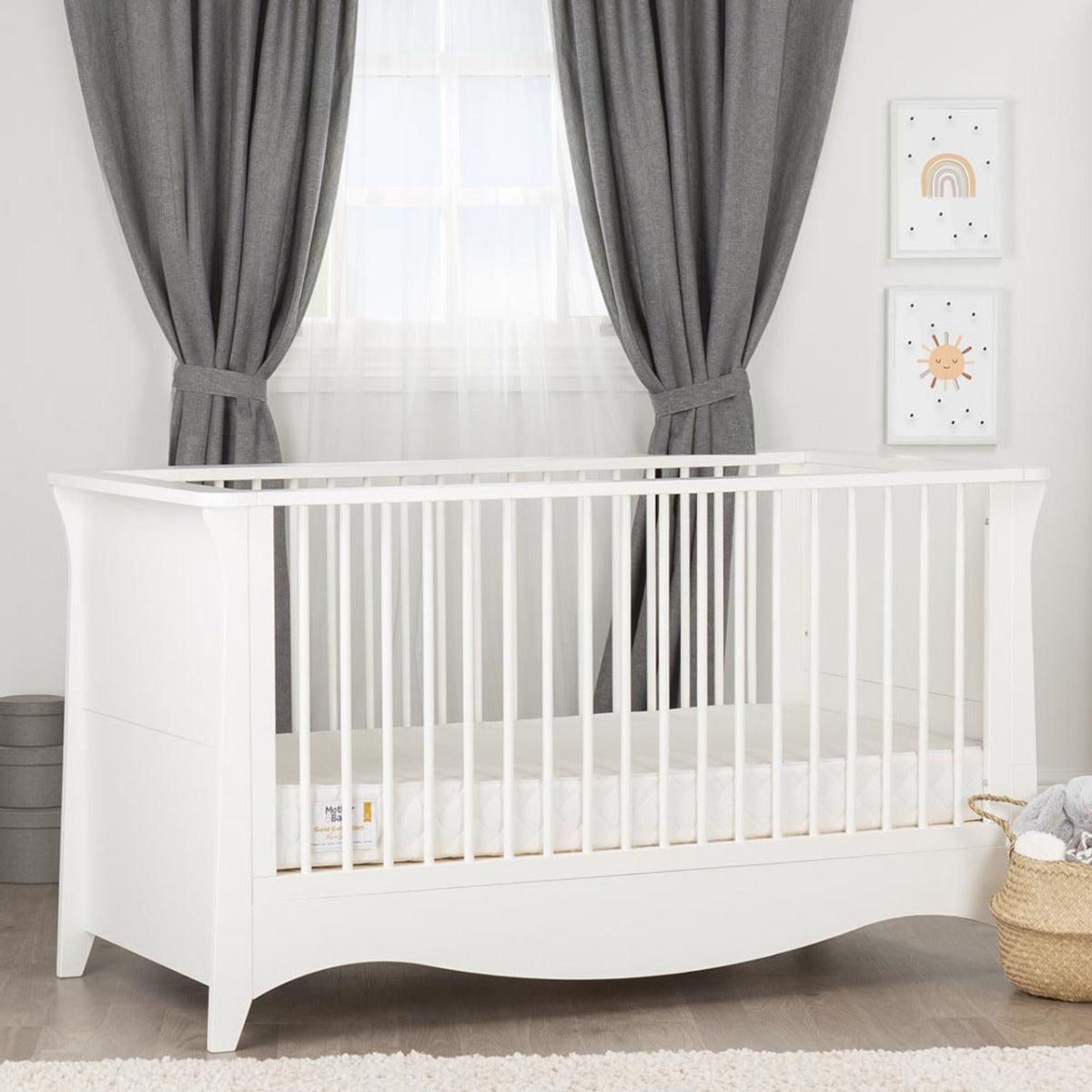 CuddleCo Clara 2 Piece Nursery Furniture Set (Cot Bed & Dresser) - White 2