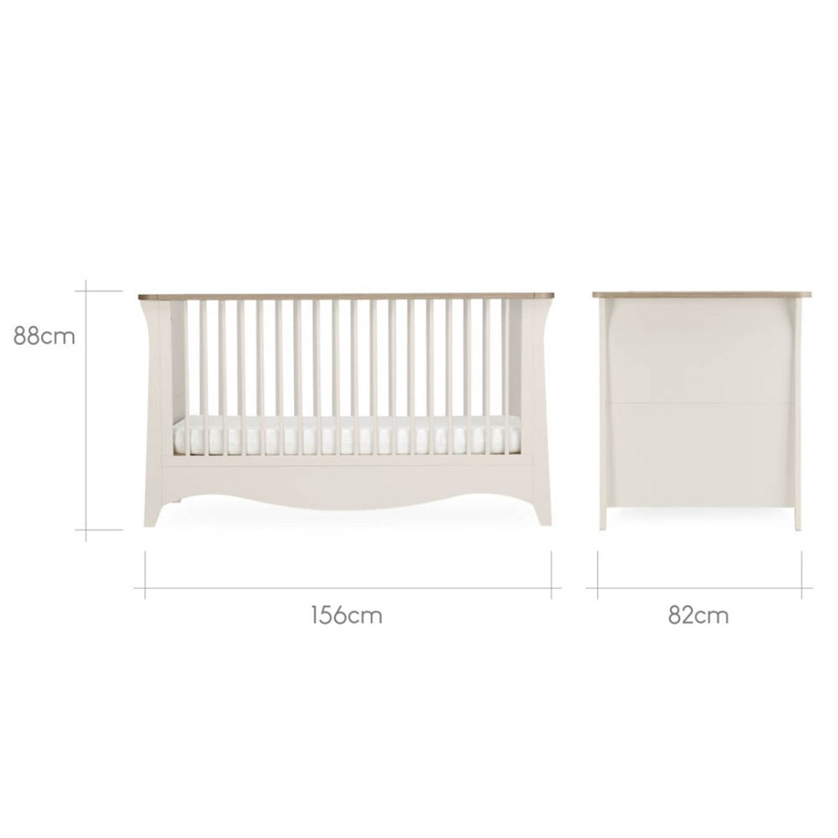 CuddleCo Clara 3 Piece Nursery Furniture Set (Cot Bed, Dresser & Wardrobe) - Cashmere and Ash 2