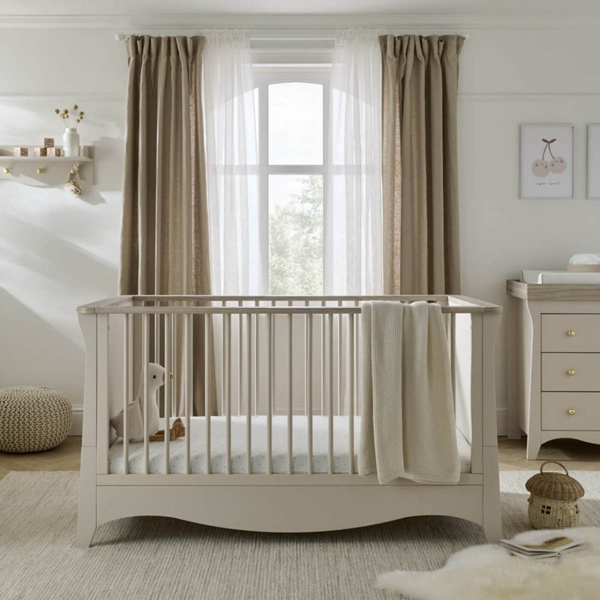 CuddleCo Clara 2 Piece Nursery Furniture Set (Cot Bed & Dresser) - Cashmere and Ash 8