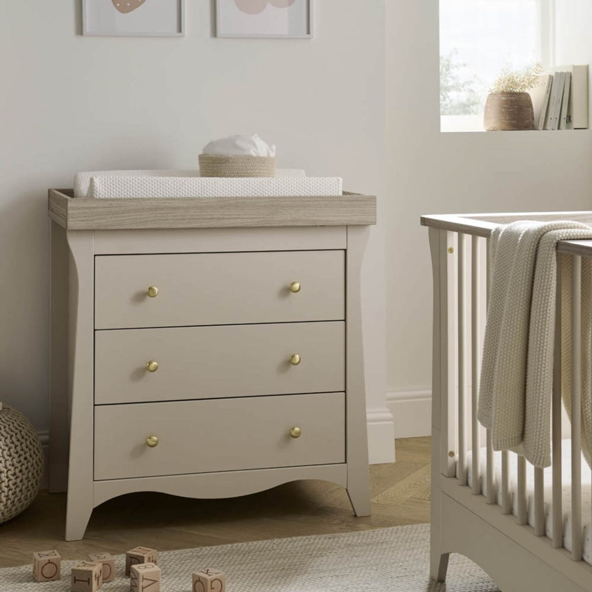 CuddleCo Clara 3 Drawer Dresser & Changer - Cashmere and Ash 1