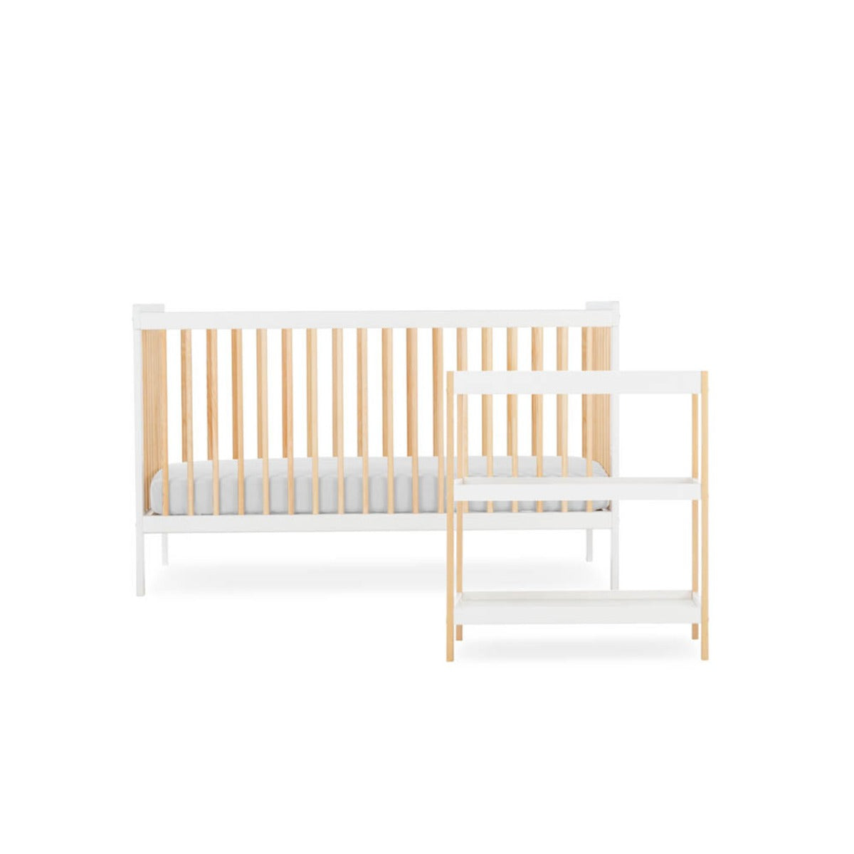 CuddleCo Nola 2 Piece Nursery Furniture Set - White and Natural 1