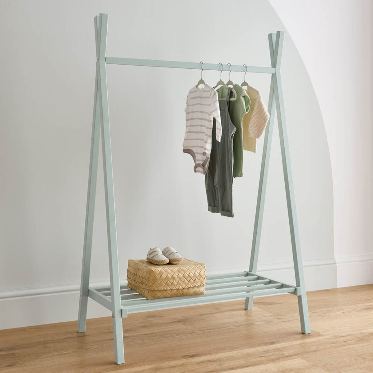 CuddleCo Nola Clothes Rail - Sage Green 1