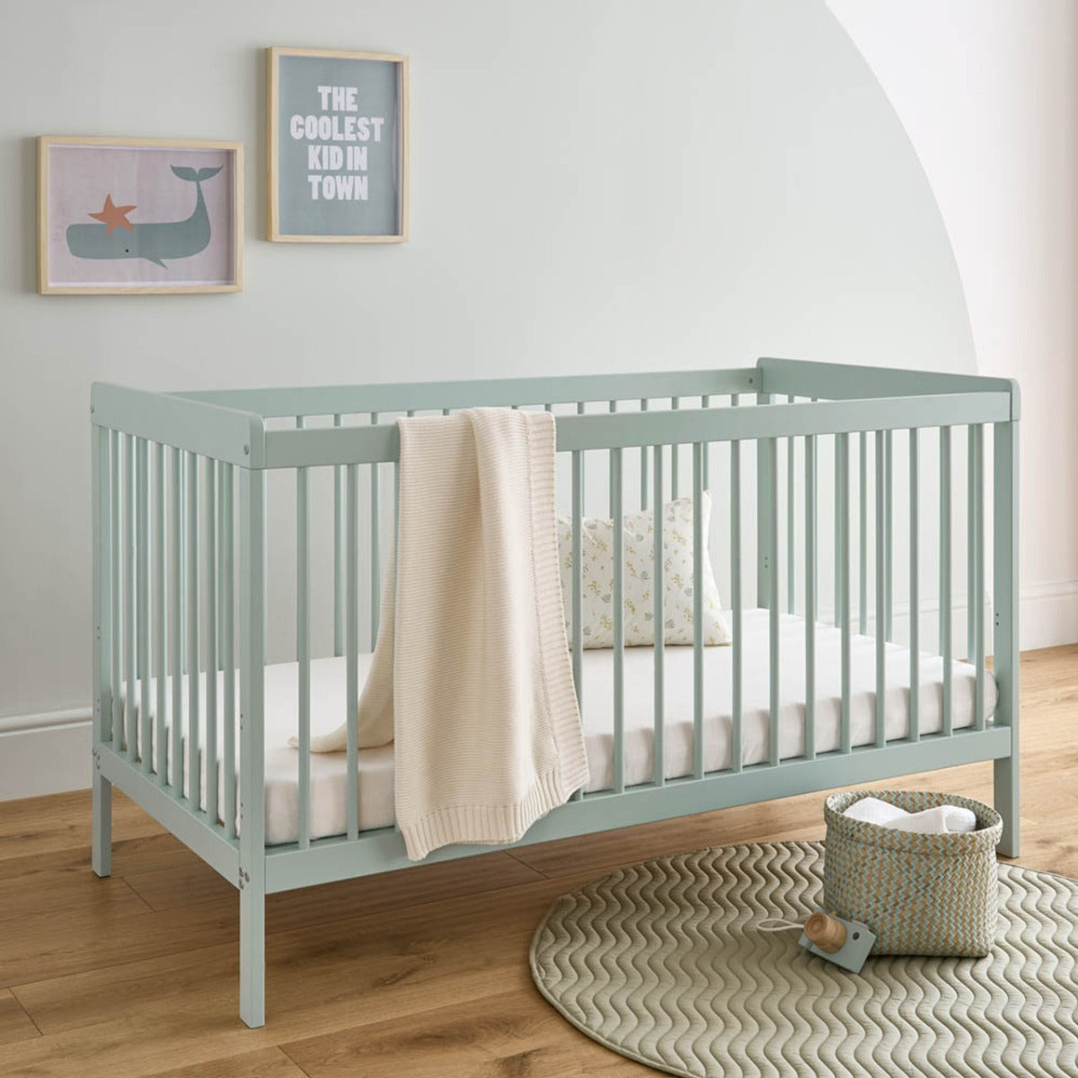 CuddleCo Nola Cot Bed - Sage Green 1