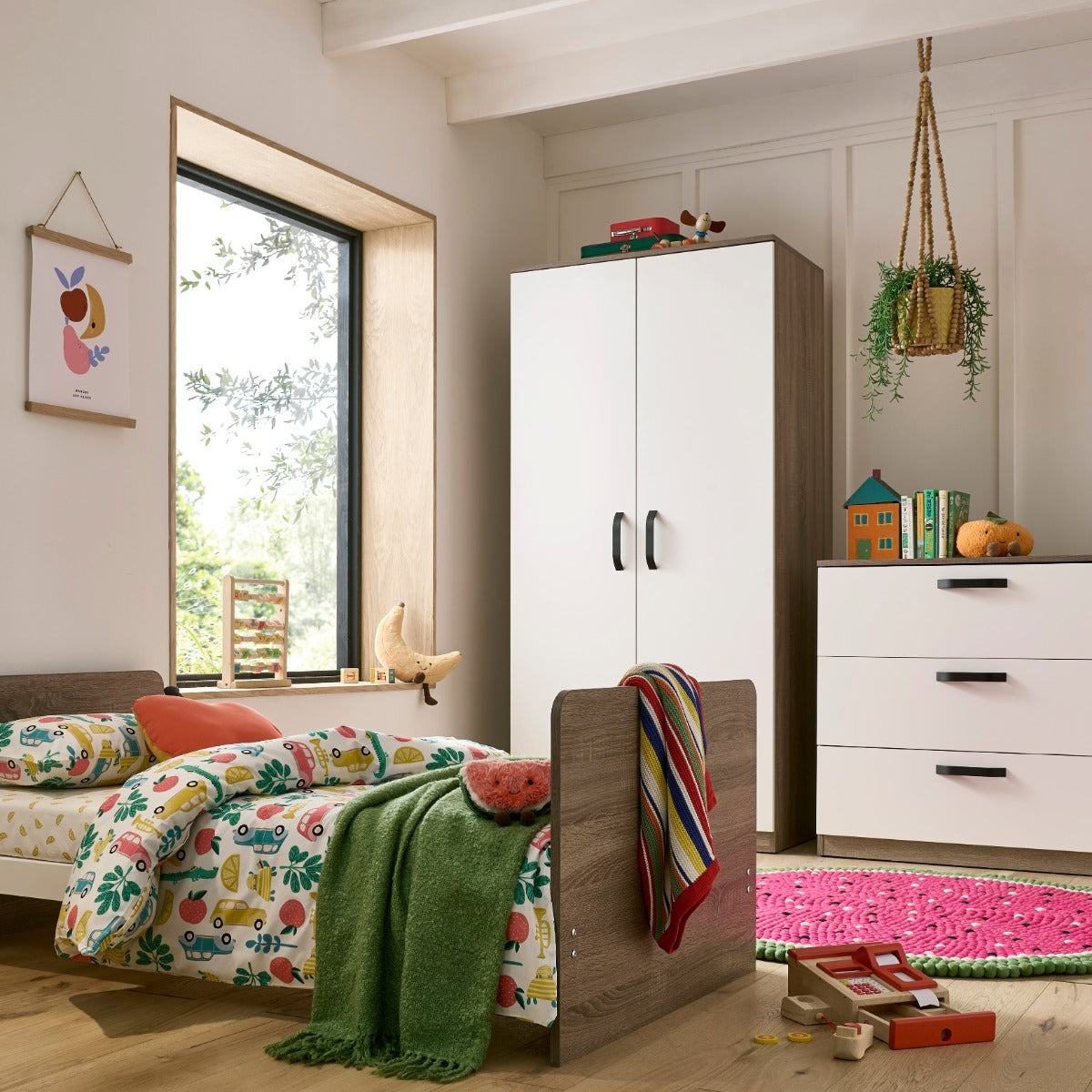 CuddleCo Enzo 3 Piece Nursery Furniture Set - Oak and White 7