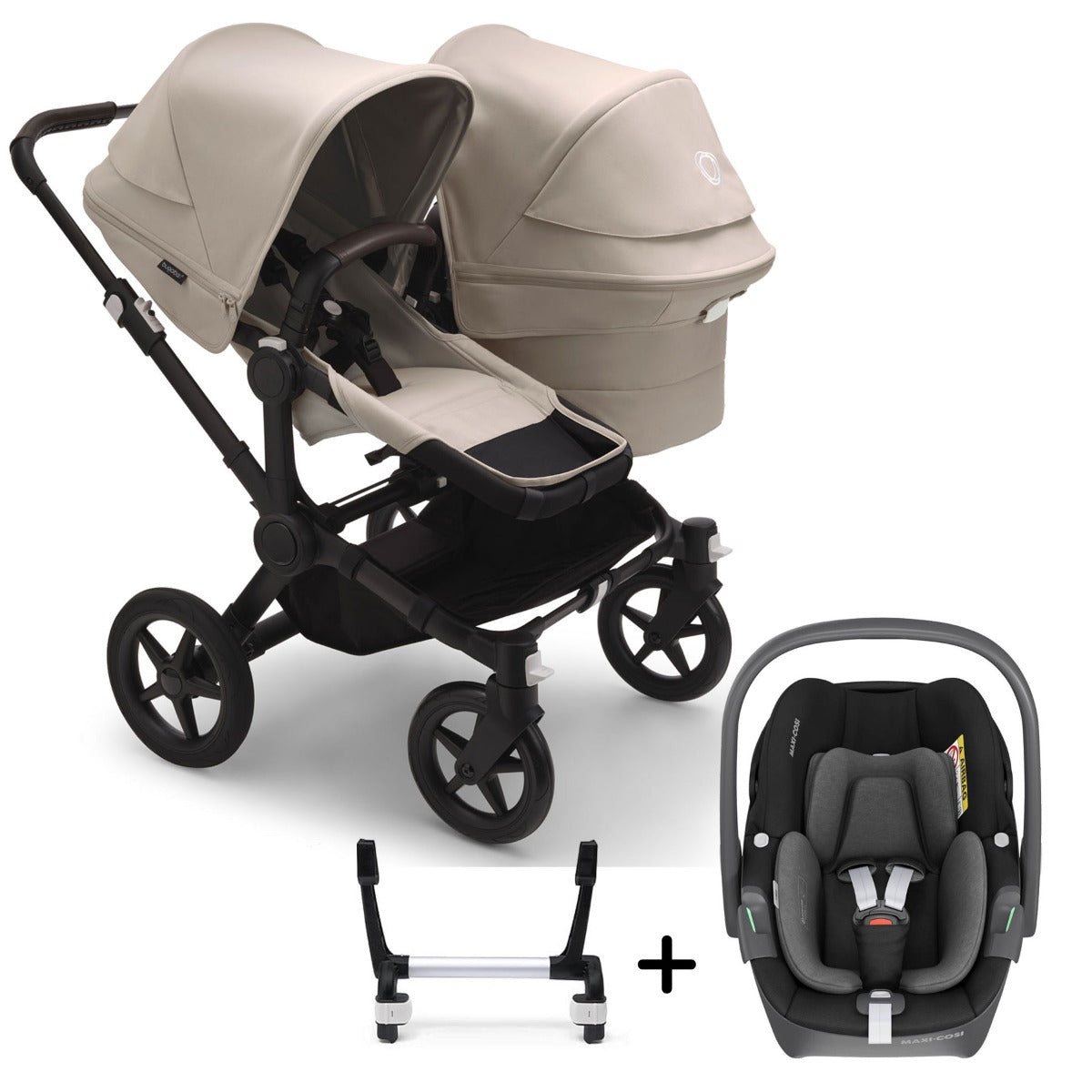 Bugaboo Donkey 5 Duo with Maxi-Cosi Pebble 360 Travel System - Black/Desert Taupe 2