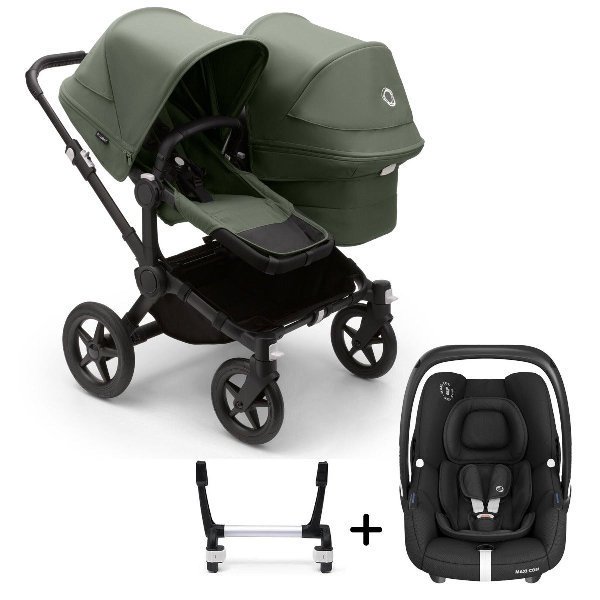 Bugaboo Donkey 5 Duo with Maxi-Cosi Cabriofix iSize Travel System - Black/Forest Green 2