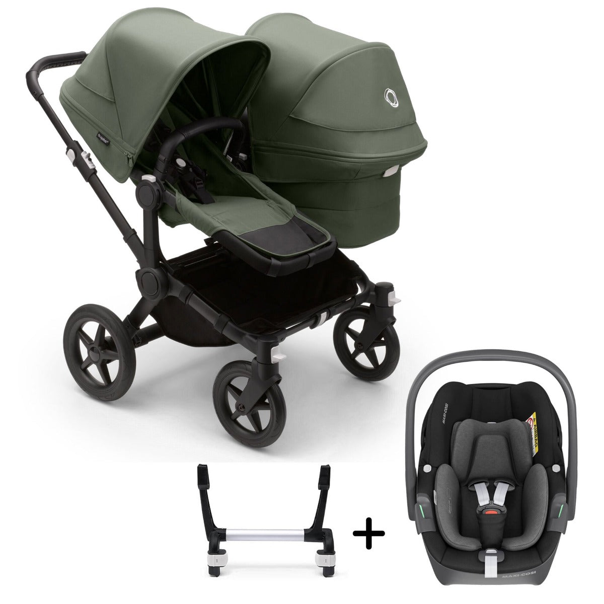 Bugaboo Donkey 5 Duo with Maxi-Cosi Pebble 360 Travel System - Black/Forest Green 2