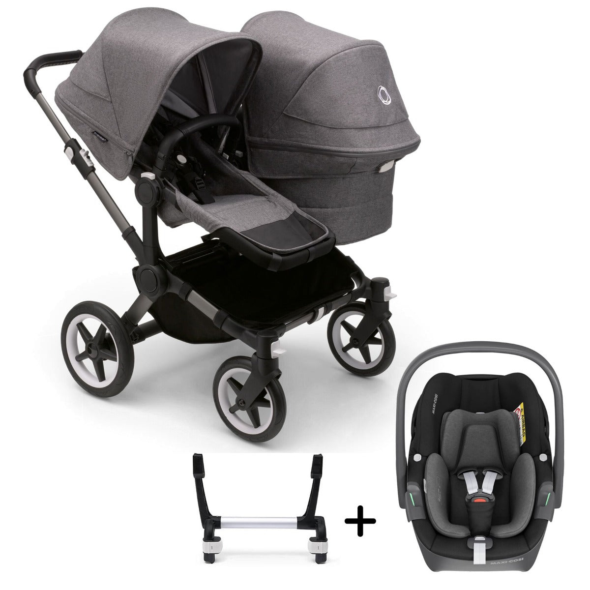 Bugaboo Donkey 5 Duo with Maxi-Cosi Pebble 360 Travel System - Graphite/Grey Melange 2