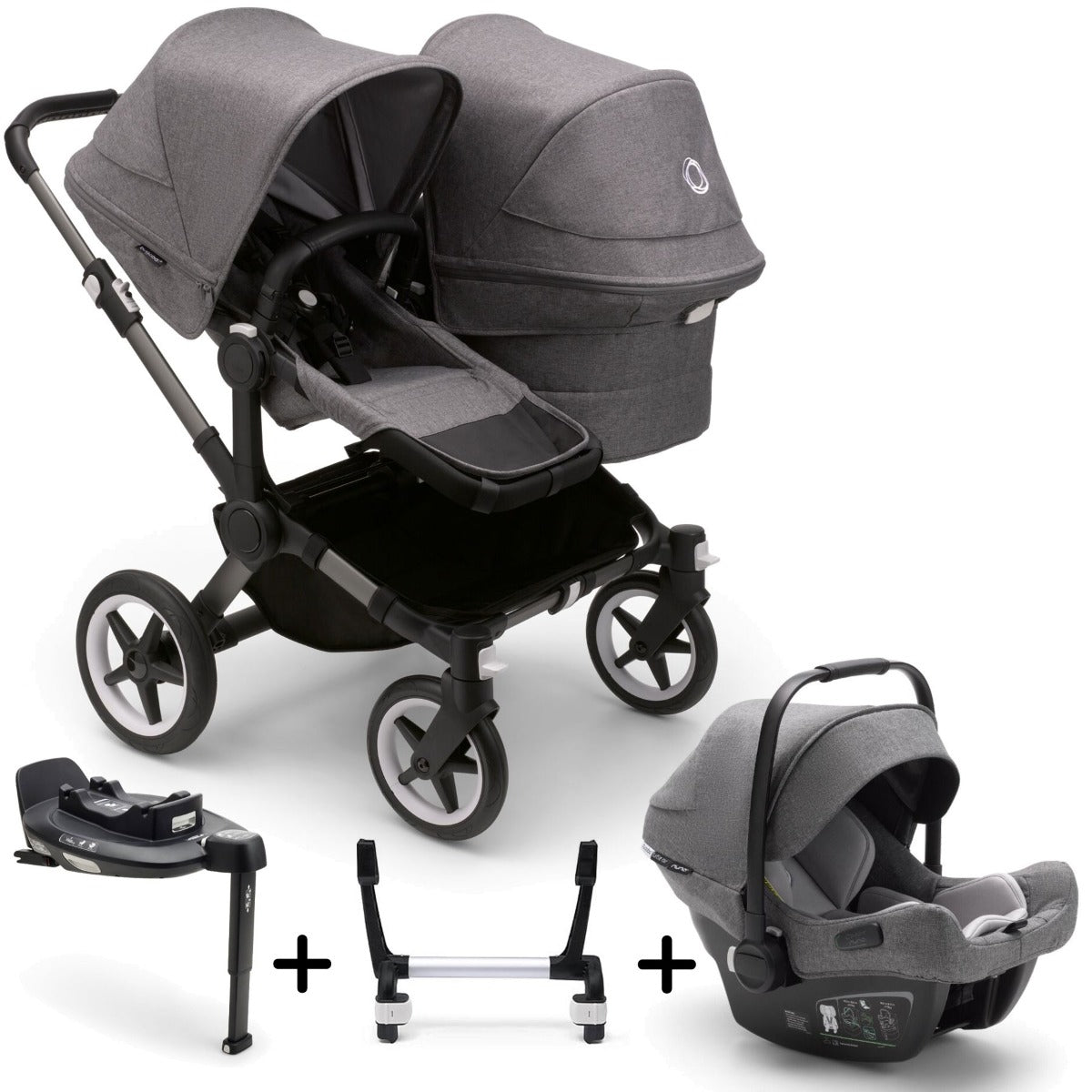 Bugaboo Donkey 5 Duo with Turtle Air Travel System - Graphite/Grey Melange 6
