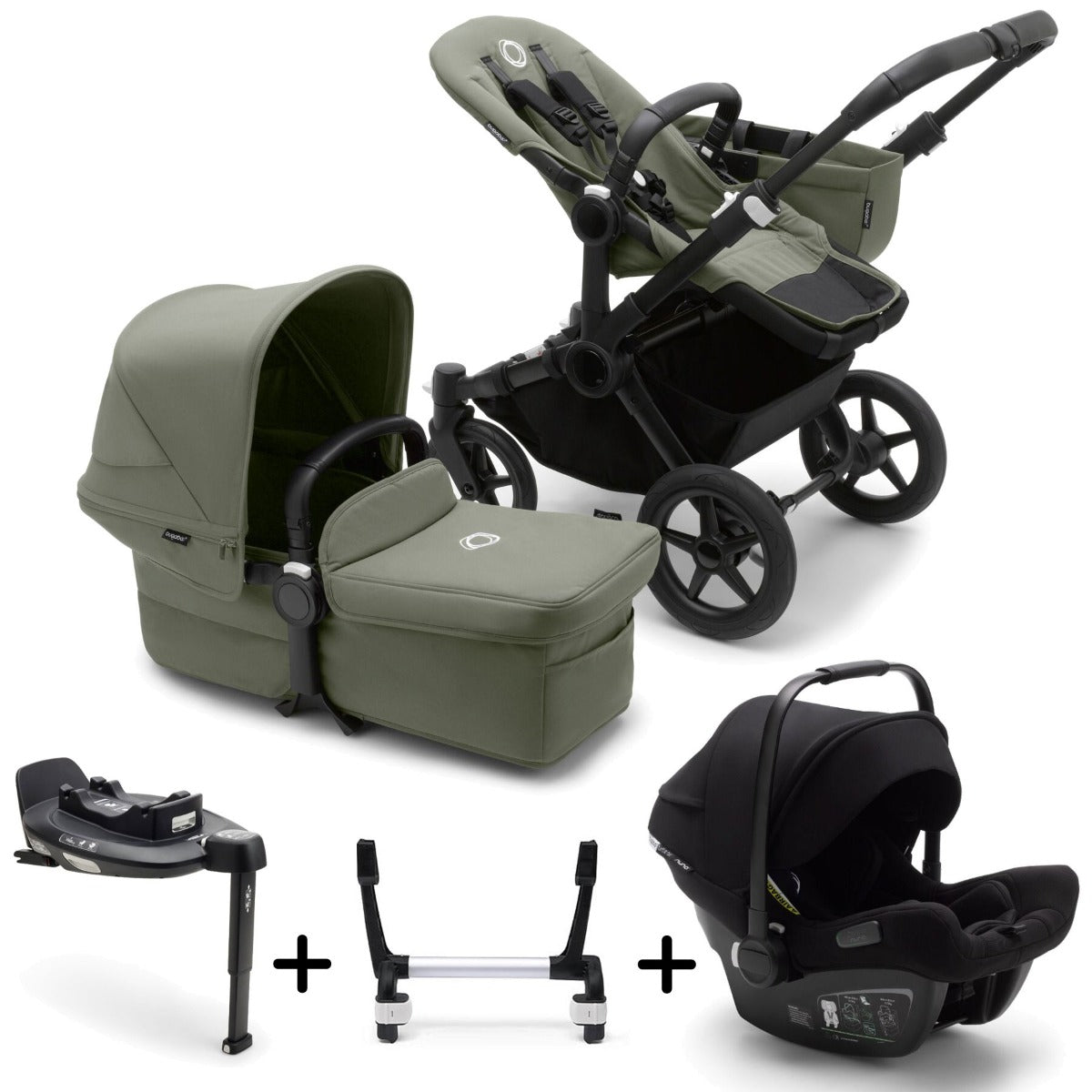 Bugaboo Donkey 5 Mono with Turtle Air Travel System - Black/Forest Green 7