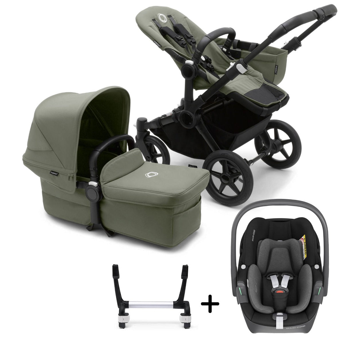 Bugaboo Donkey 5 Mono with Maxi-Cosi Pebble 360 Travel System - Black/Forest Green 2