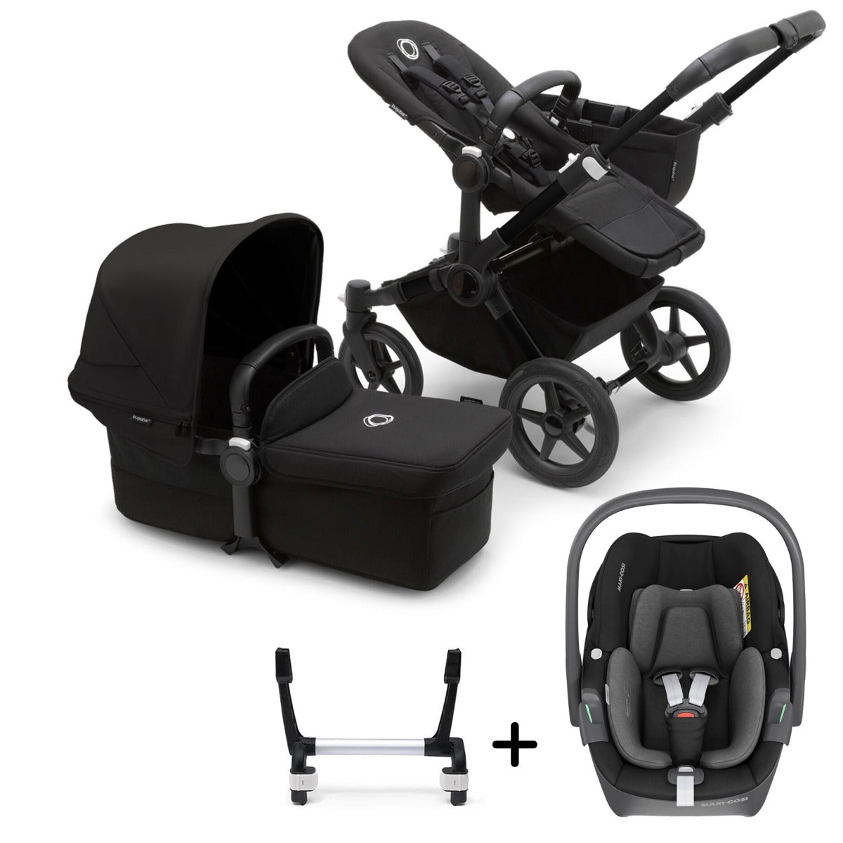 Bugaboo Donkey 5 Mono with Maxi-Cosi Pebble 360 Travel System - Black/Midnight Black 2