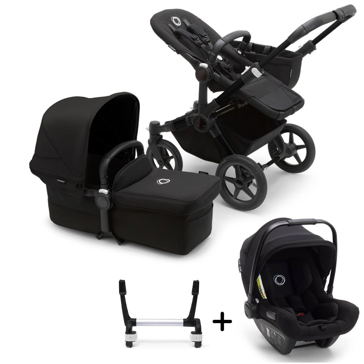Bugaboo Donkey 5 Mono with Turtle Air Travel System - Black/Midnight Black 1