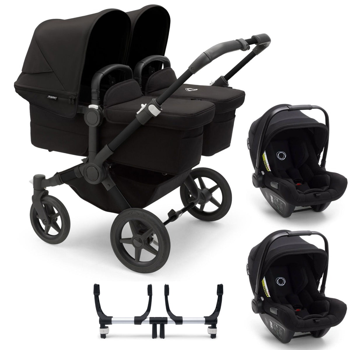 Bugaboo Donkey 5 Twin with Turtle Air Travel System - Black/Midnight Black 1
