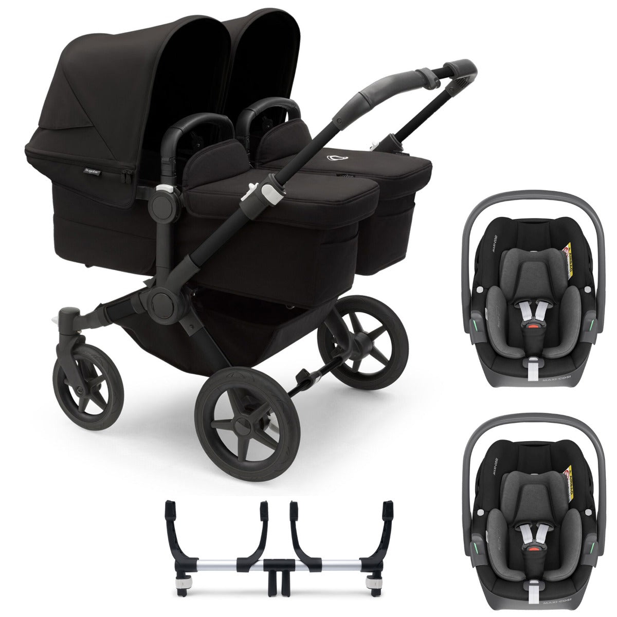 Bugaboo Donkey 5 Twin with Maxi-Cosi Pebble 360 Travel System - Black/Midnight Black 2