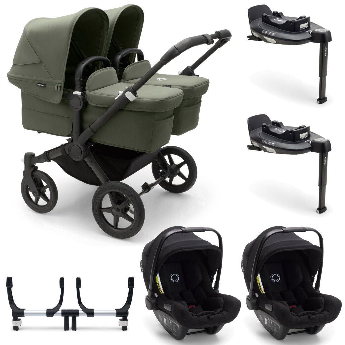 Bugaboo Donkey 5 Twin with Turtle Air Travel System - Black/Forest Green 5