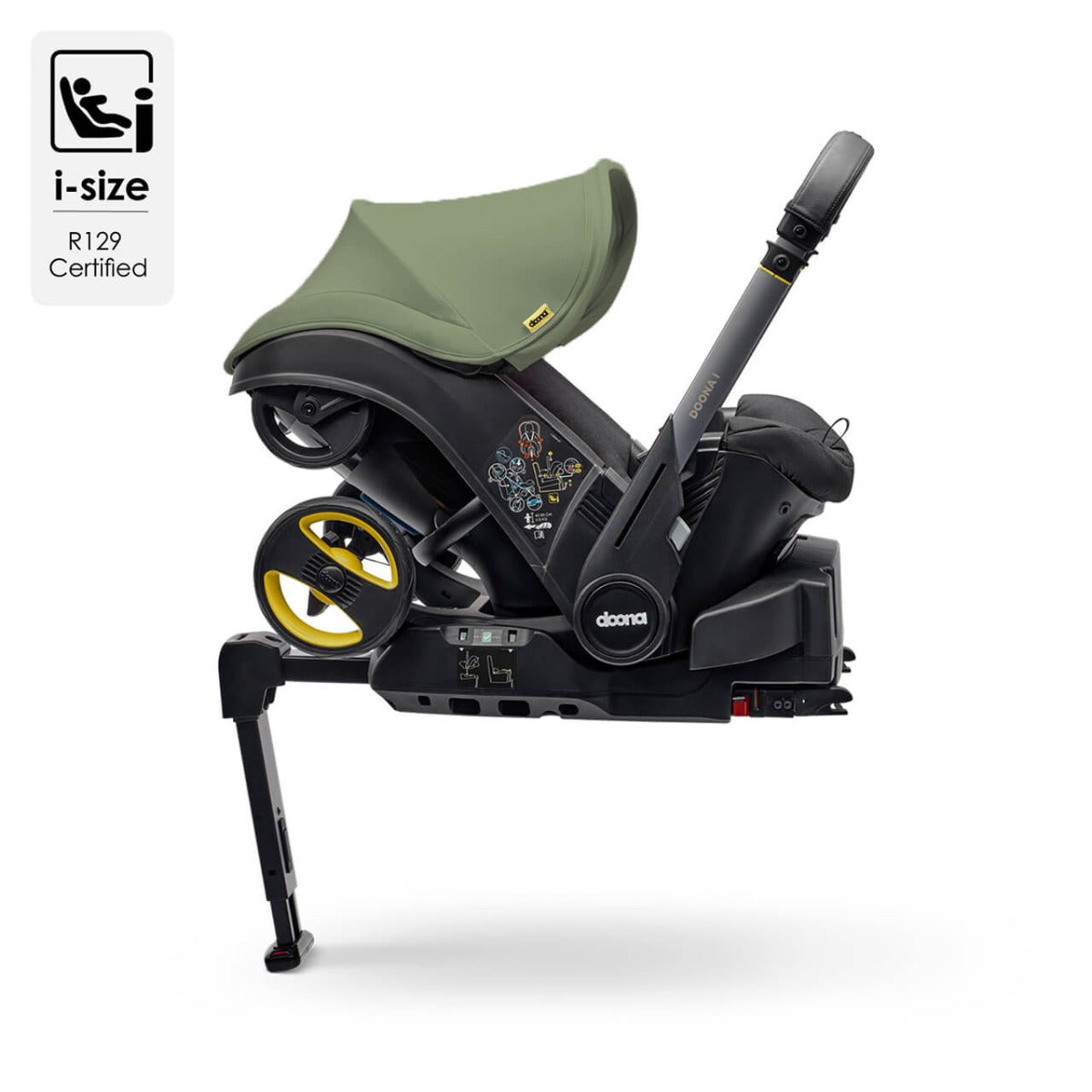 Doona i Infant Car Seat Stroller + IsoFix Base - Desert Green 7