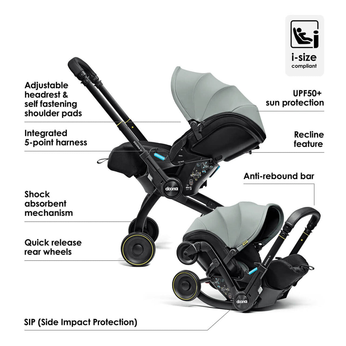 Doona X Infant Car Seat Stroller - Dusty Sage 7