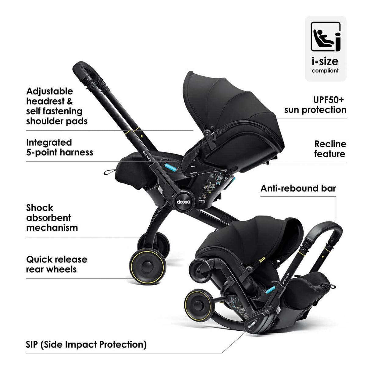 Doona X Infant Car Seat Stroller - Nitro Black 6