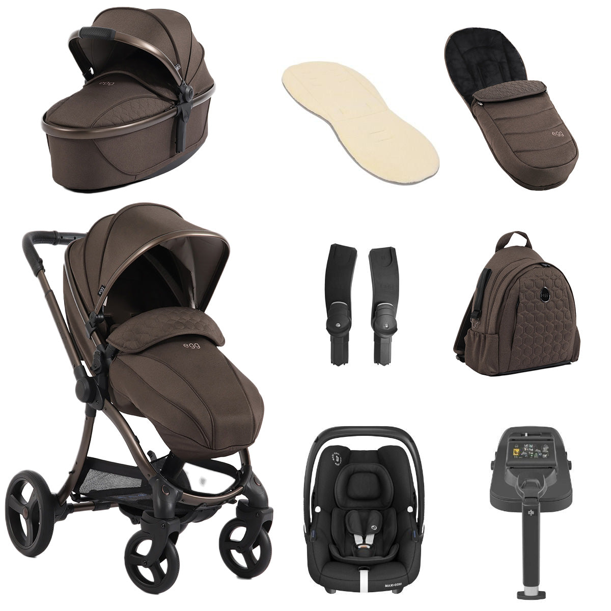 Egg 3 Luxury Maxi-Cosi Cabriofix i-Size Travel System Bundle - Chocolate Velvet 1