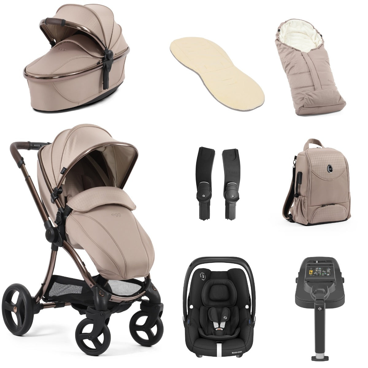 Egg 3 Luxury Maxi-Cosi Cabriofix i-Size Special Edition Travel System Bundle - Houndstooth Almond 1