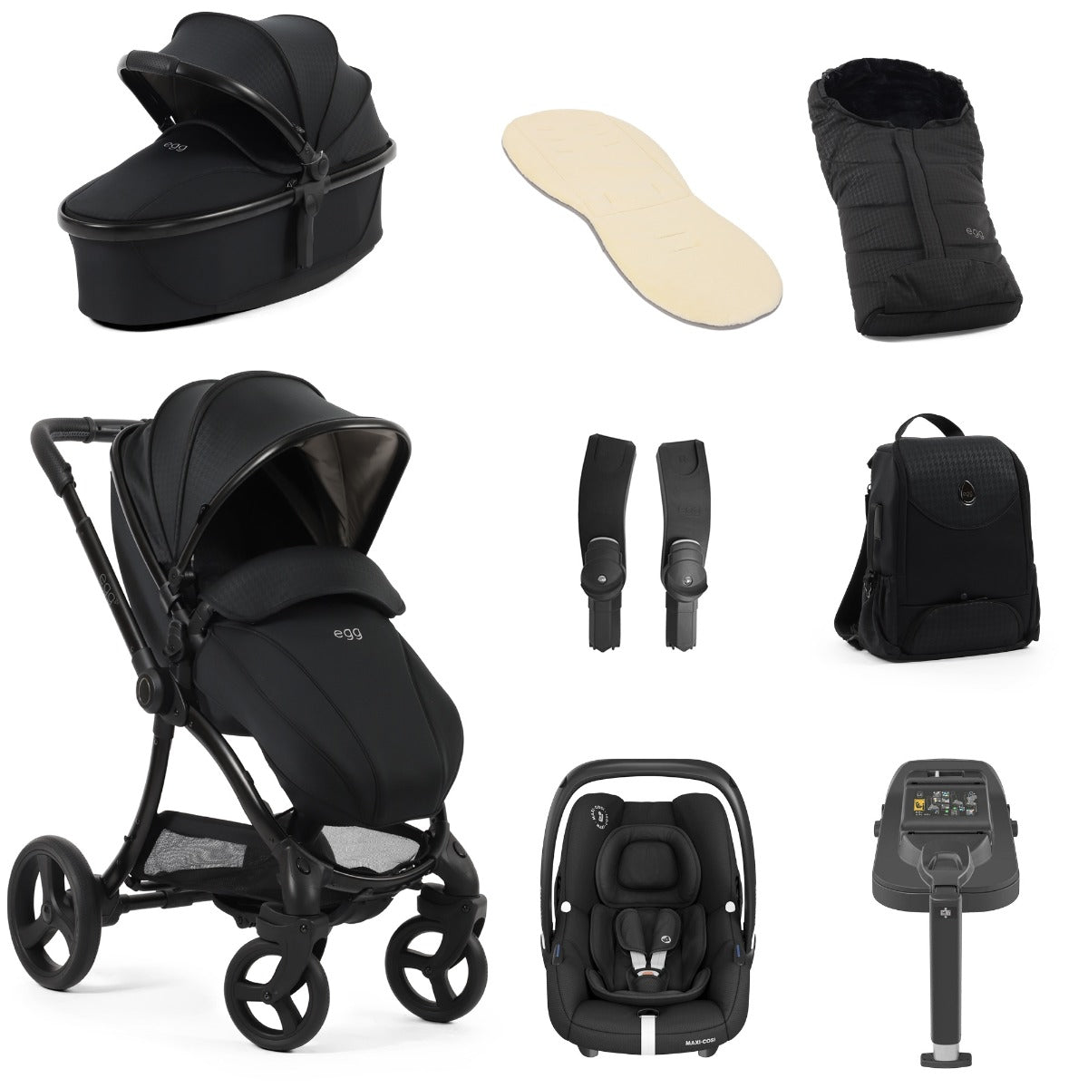 Egg 3 Luxury Maxi-Cosi Cabriofix i-Size Special Edition Travel System Bundle - Houndstooth Black 1
