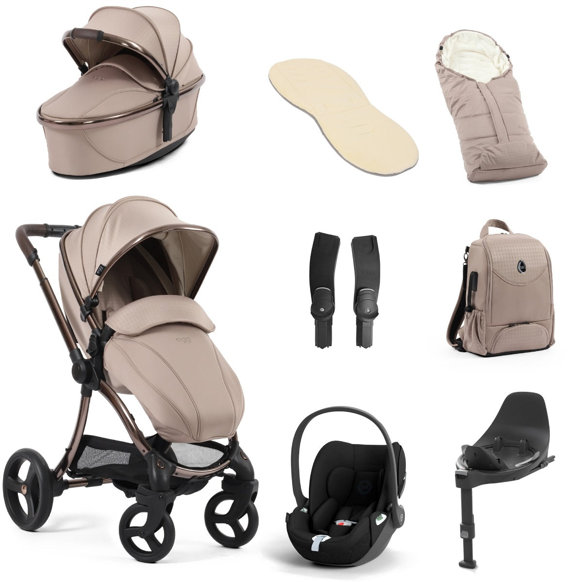 Egg 3 Luxury Cybex Cloud T i-Size Special Edition Travel System Bundle - Houndstooth Almond 1