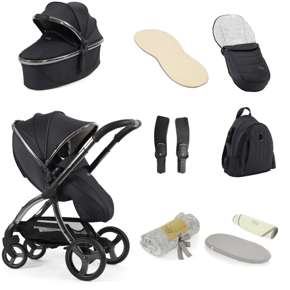 Egg 3 Stroller 9 Piece Snuggle Accessory Bundle - Carbonite 1