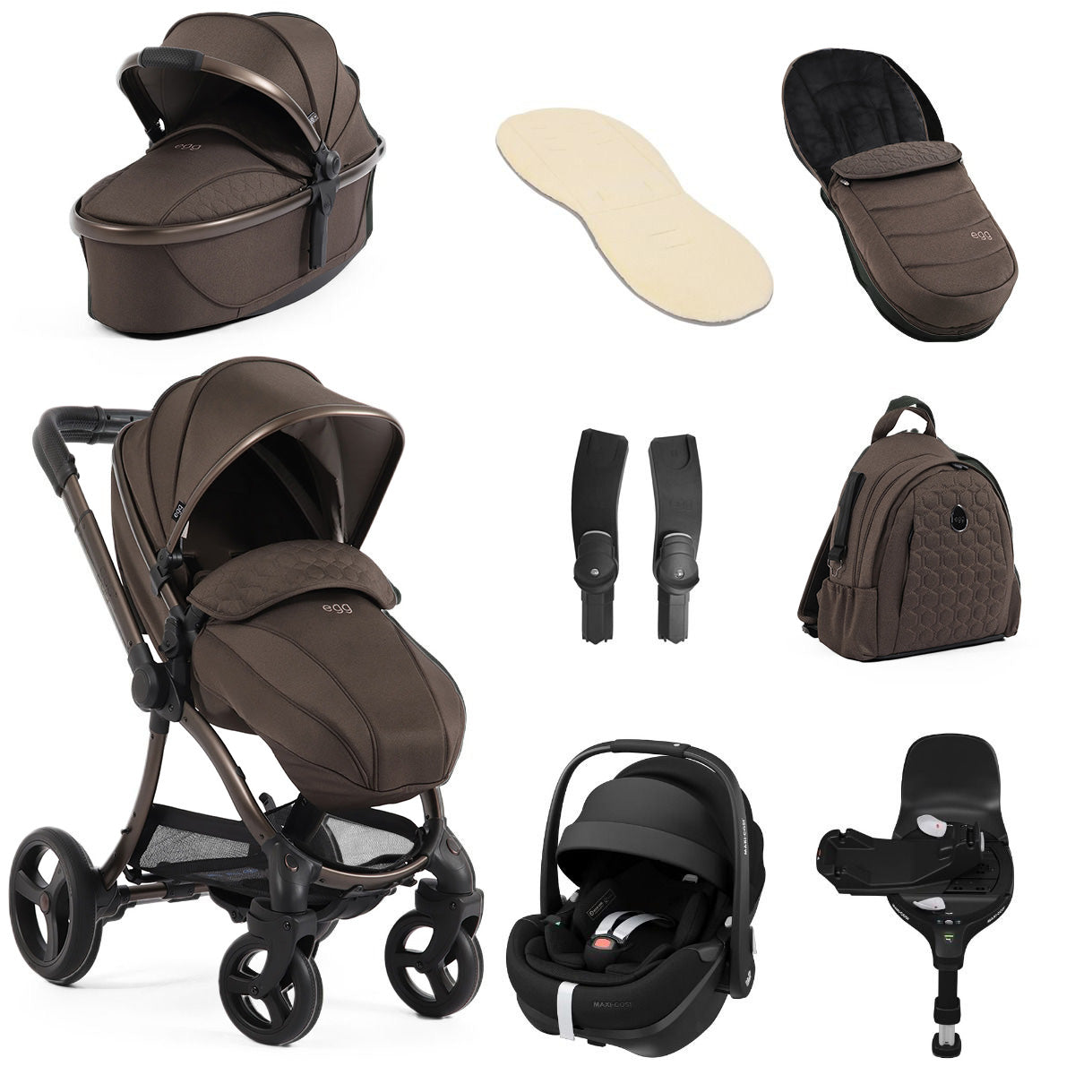 Egg 3 Luxury Maxi-Cosi Pebble 360 Pro2 i-Size Travel System Bundle - Chocolate Velvet 1