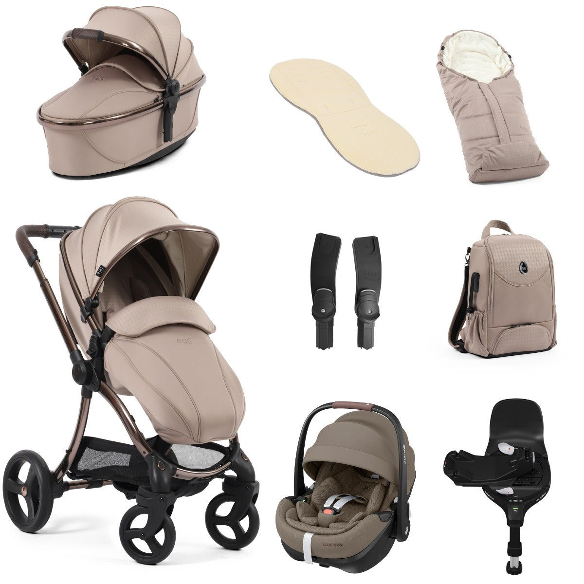 Egg 3 Luxury Maxi-Cosi Pebble 360 Pro2 i-Size Special Edition Travel System Bundle - Houndstooth Almond 1