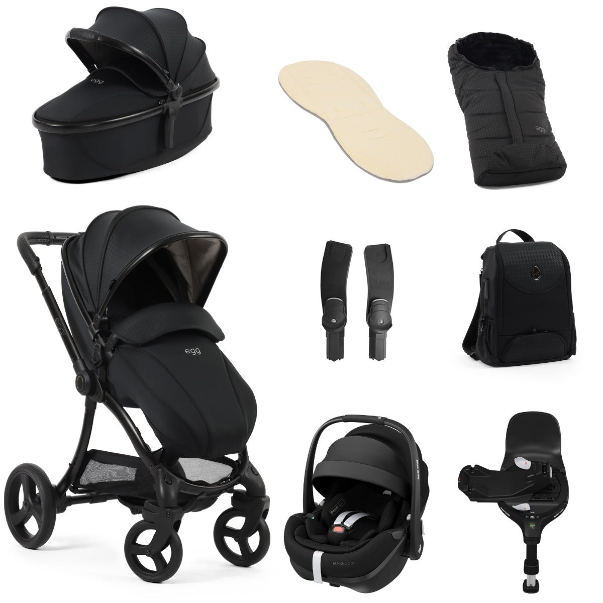 Egg 3 Luxury Maxi-Cosi Pebble 360 Pro2 i-Size Special Edition Travel System Bundle - Houndstooth Black 1