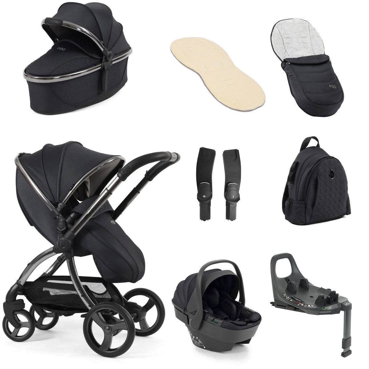 Egg 3 Luxury Shell 360 Travel System Bundle - Carbonite