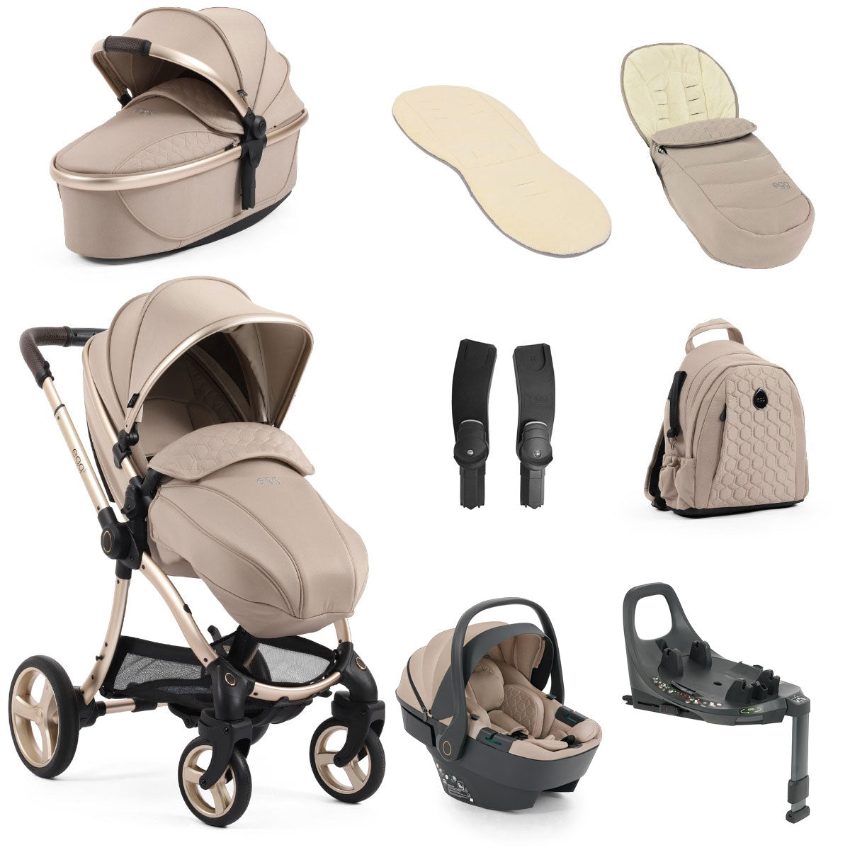 Egg 3 Luxury Shell 360 Travel System Bundle - Feather