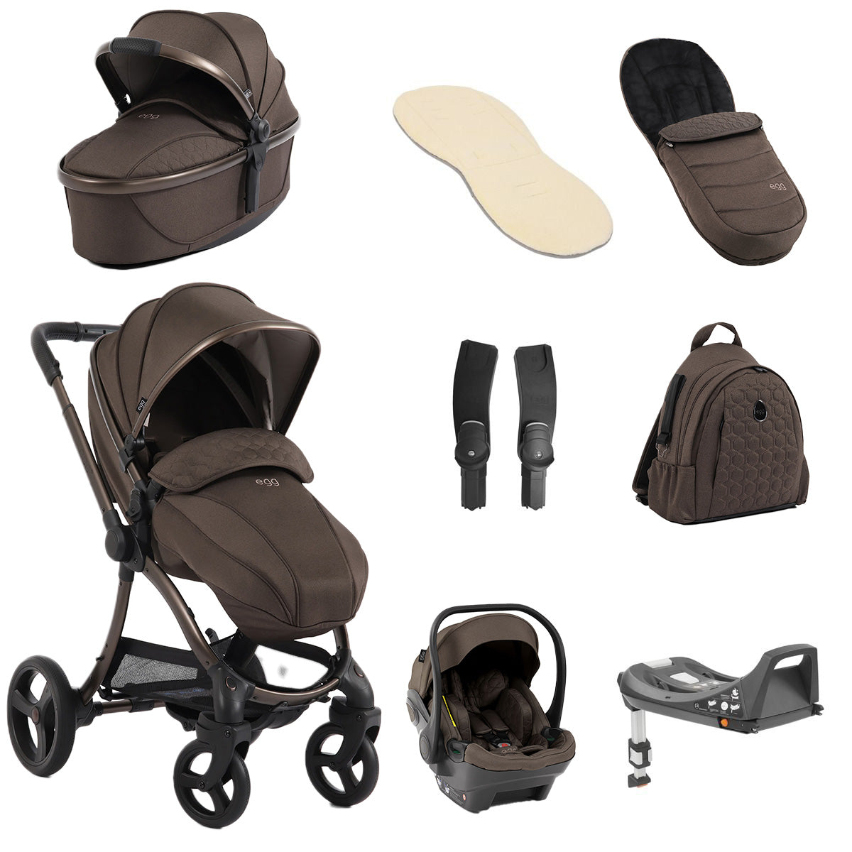 Egg 3 Luxury Shell i-Size Travel System Bundle - Chocolate Velvet 1