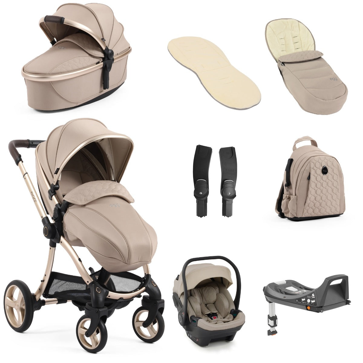 Egg 3 Luxury Shell i-Size Travel System Bundle - Feather 1