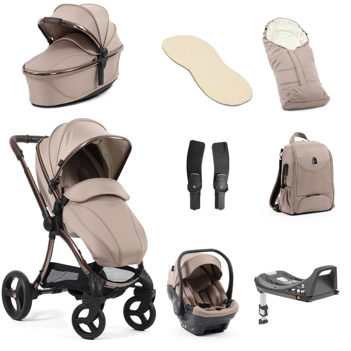 Egg 3 Luxury Shell i-Size Special Edition Travel System Bundle - Houndstooth Almond 1