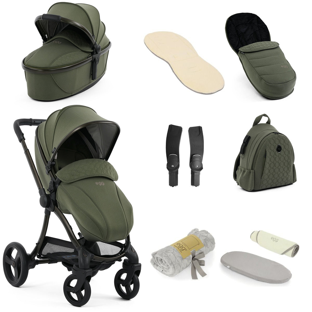 Egg 3 Stroller 9 Piece Snuggle Accessory Bundle - Sage