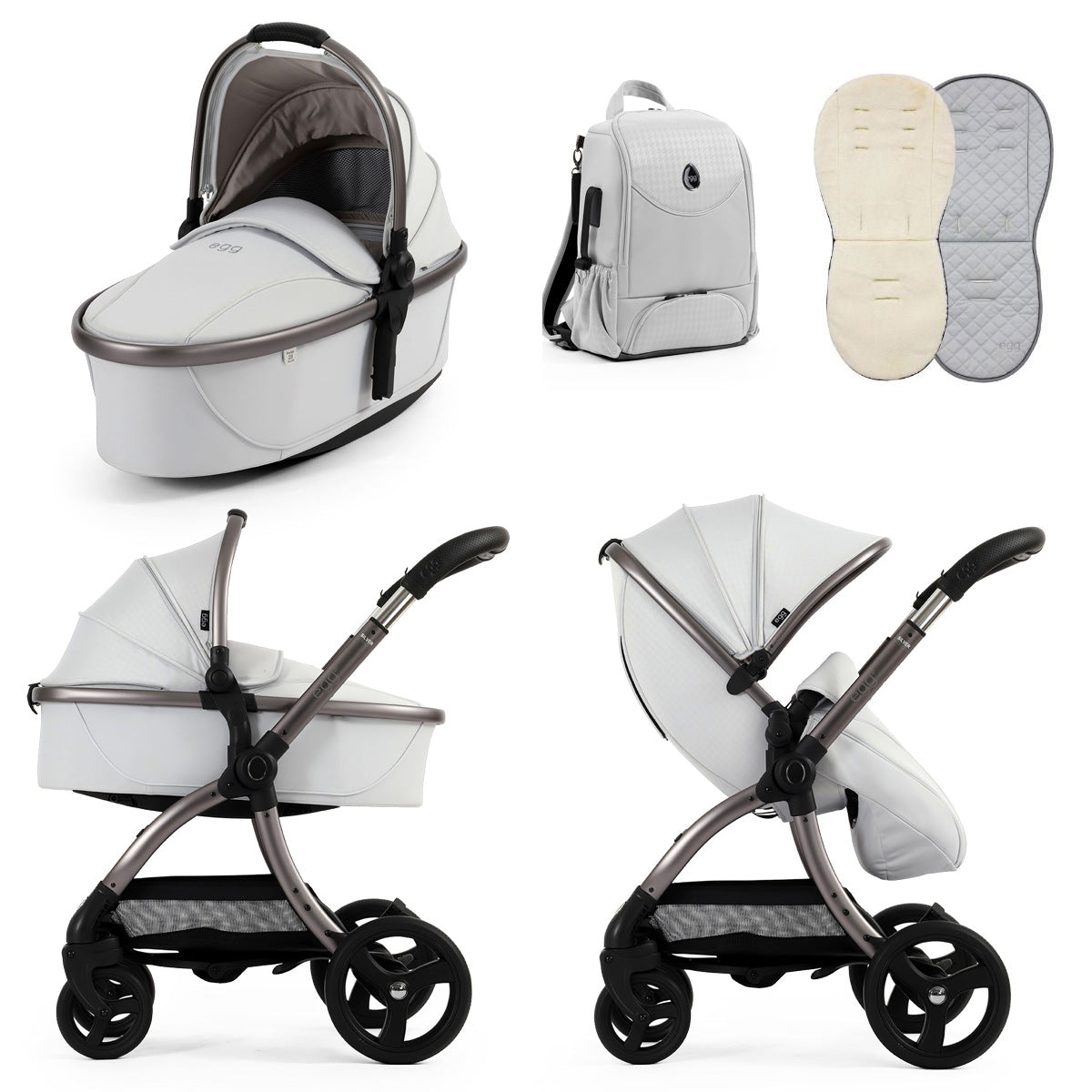Egg 3 Luxury Shell i-Size Special Edition Travel System Bundle - Houndstooth Silver 12