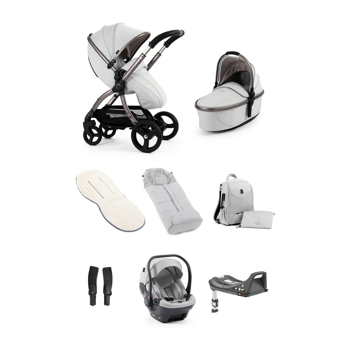 Egg 3 Luxury Shell i-Size Special Edition Travel System Bundle - Houndstooth Silver 1